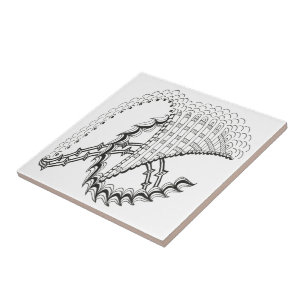 Azulejo Doodle abstracto de rueda de pollo