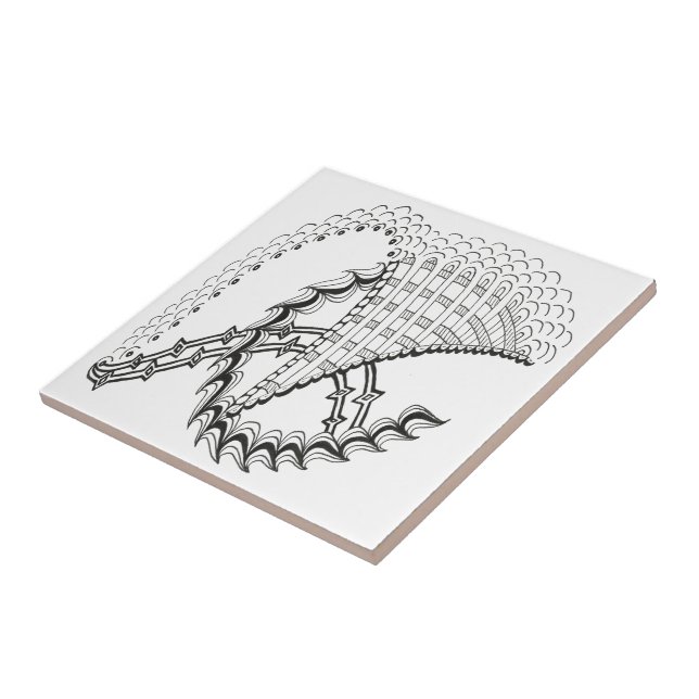 Azulejo Doodle abstracto de rueda de pollo (Lado)