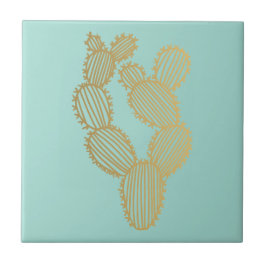 Azulejo Doodle de Cactus Gold Pricky