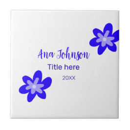 Azulejo Doodle de flores azules titulo año 20XX profesión