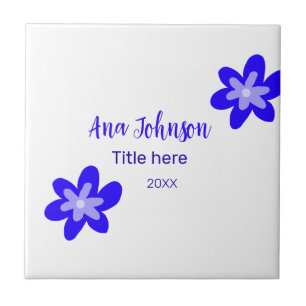 Azulejo Doodle de flores azules titulo año 20XX profesión