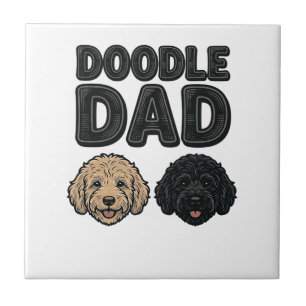 Azulejo Doodle Papá Camiseta Diseño Vintage Papá Perro_1