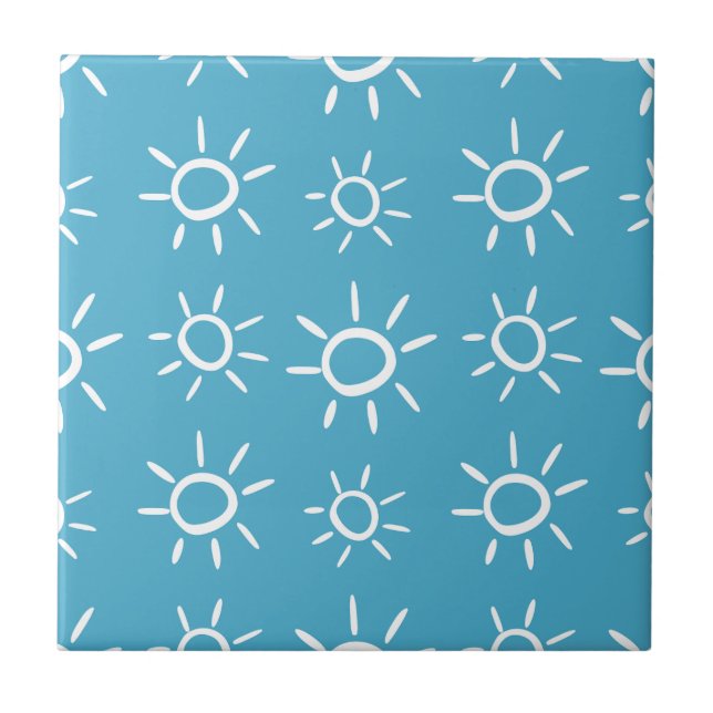 Azulejo Doodle Soleado Juguetón Patrón de Verano (Frente)