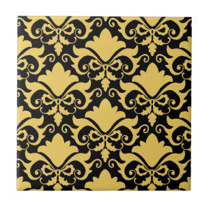 Azulejo Dorado Night Damask Bows