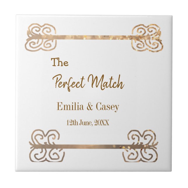 Azulejo Dorado vintage brillo la pareja perfecta coincide  (Frente)