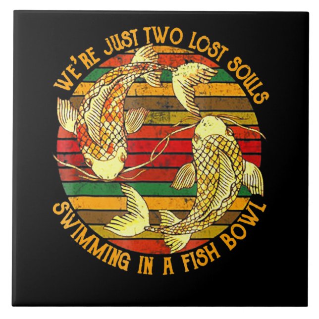 Azulejo Dos Almas Perdidas Nadando En Un Tazón De Pescado (Frente)