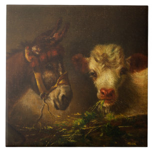 Azulejo Dos amigos (burro y cordero) (animales de granja)