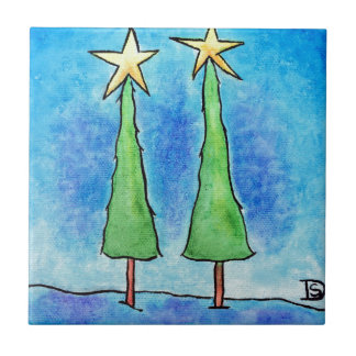 Azulejo Dos árboles de navidad altos