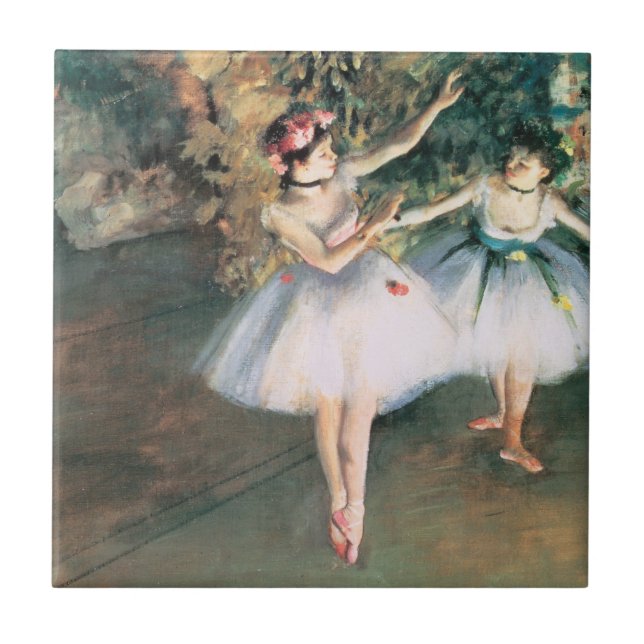 Azulejo Dos bailarinas en un escenario de Edgar Degas, Art (Frente)