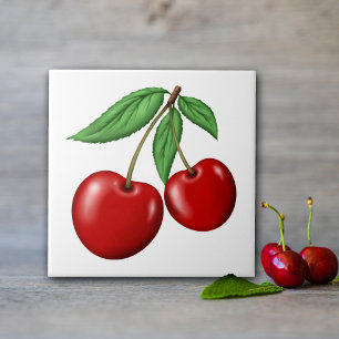 Azulejo Dos Cerezas Rojas Fruta