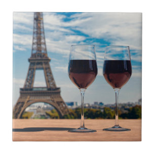 Azulejo Dos copas de vino con Torre Eiffel