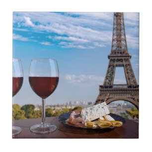 Azulejo Dos copas de vino en un café en París