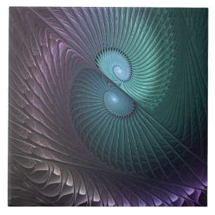 Azulejo Dos espirales colorido arte fractal abstracto mode