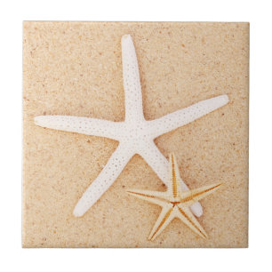 Azulejo Dos estrellas de mar en una playa