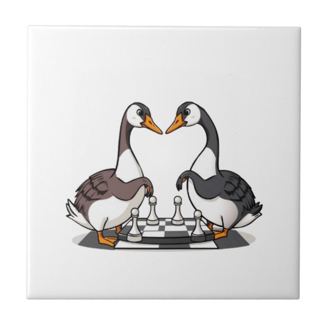 Azulejo Dos juegos de ajedrez en Geese (Frente)