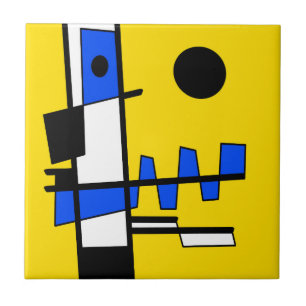 Azulejo Dos Lados De La Etnicidad Amarillo Azul Negro Blan