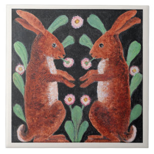 Azulejo Dos liebres por William Bell Scott