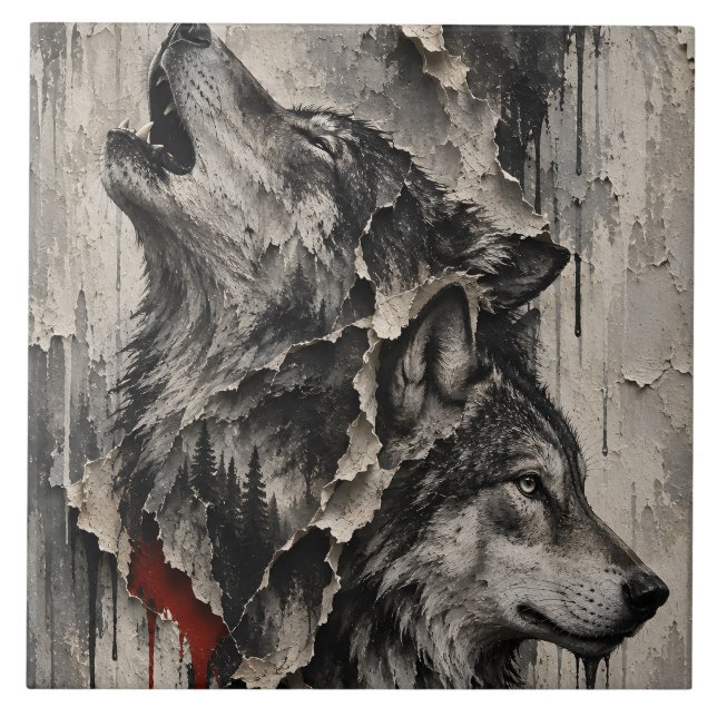 Azulejo Dos Lobos, Un Corazón (Frente)