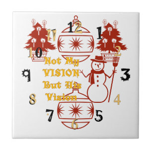 Azulejo Dos luces de árbol de Navidad Visión de muñeco de