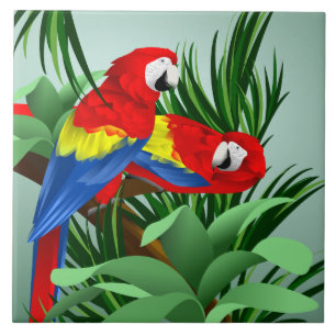 Azulejo Dos Macaws del escarlata
