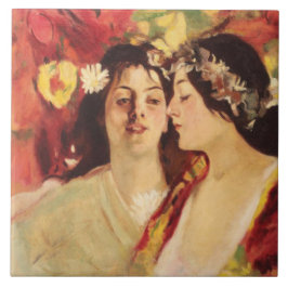 Azulejo Dos máscaras de primavera (por Stefan Luchian)