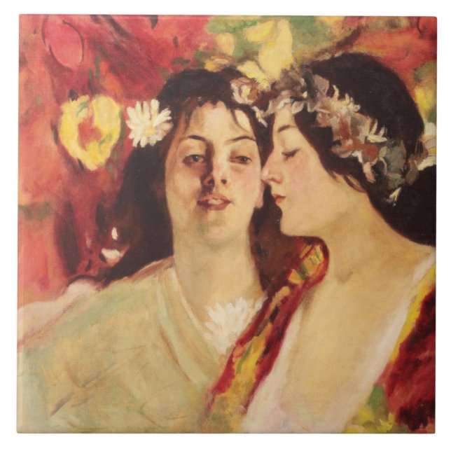 Azulejo Dos máscaras de primavera (por Stefan Luchian) (Frente)