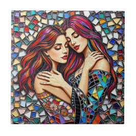 Azulejo Dos mujeres enamoradas | Faux Mosaic Tile Style