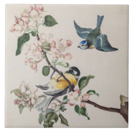 Azulejo Dos pájaros de teta añejos en un manzano