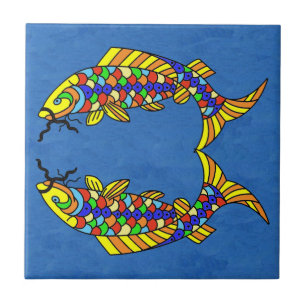 Azulejo Dos peces brillantes abstractos para peces gordos