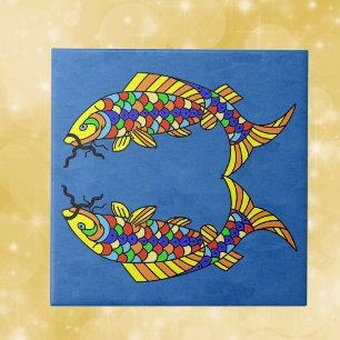 Azulejo Dos peces brillantes abstractos para peces gordos 