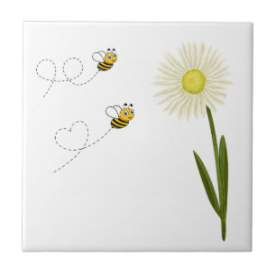 Azulejo Dos pequeñas y lindas abejas