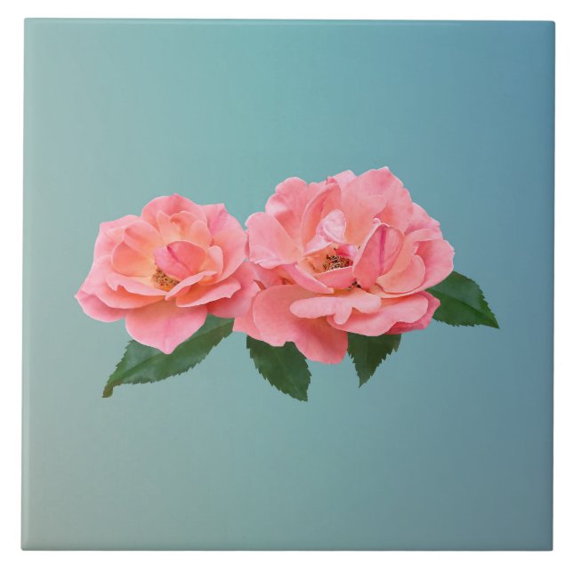 Azulejo Dos rosas rosadas Delicadas (Frente)
