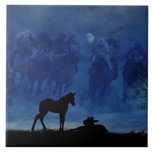 Azulejo Dos Tejidos Cerámicos De Caballo De Caballo De Raz (Frente)