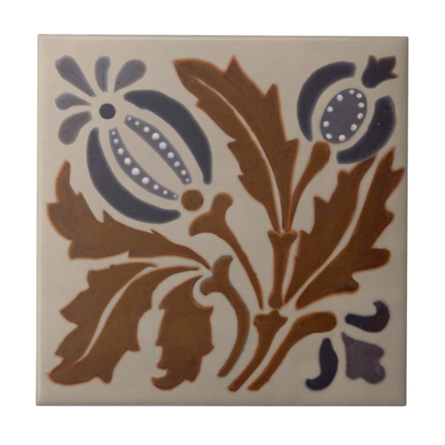Azulejo Doulton Lambeth Nouveau Barbotine Antiguo Repro (Frente)
