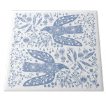 Azulejo Dove Bird Blue<br><div class="desc">El arte folclórico azul y blanco palomas por la paz y la esperanza. Arte original de Nic Squirrell.</div>