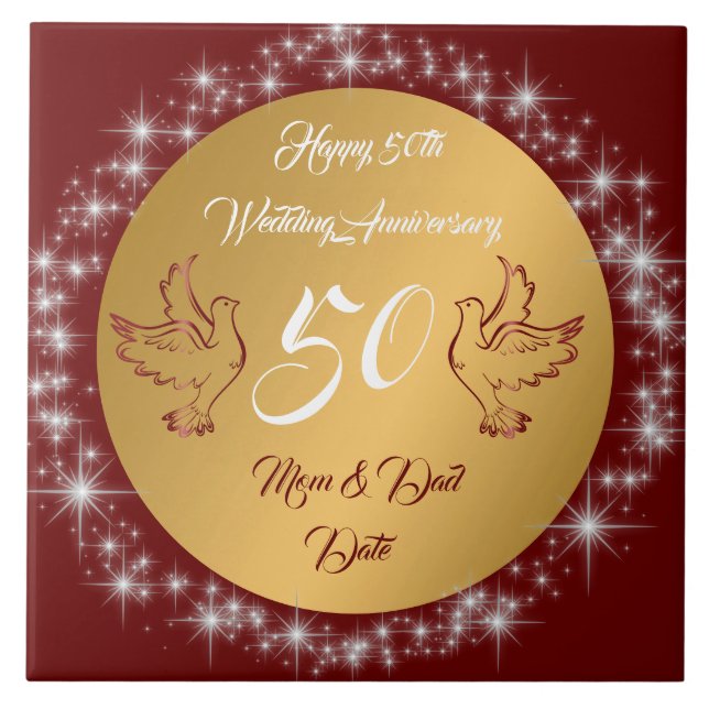 Azulejo Dove Customize Happy Gold 50th Anniversary (Frente)