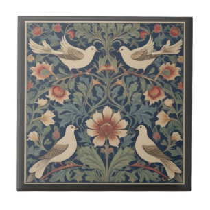 Azulejo Doves estilo William Morris Four Dove Birds