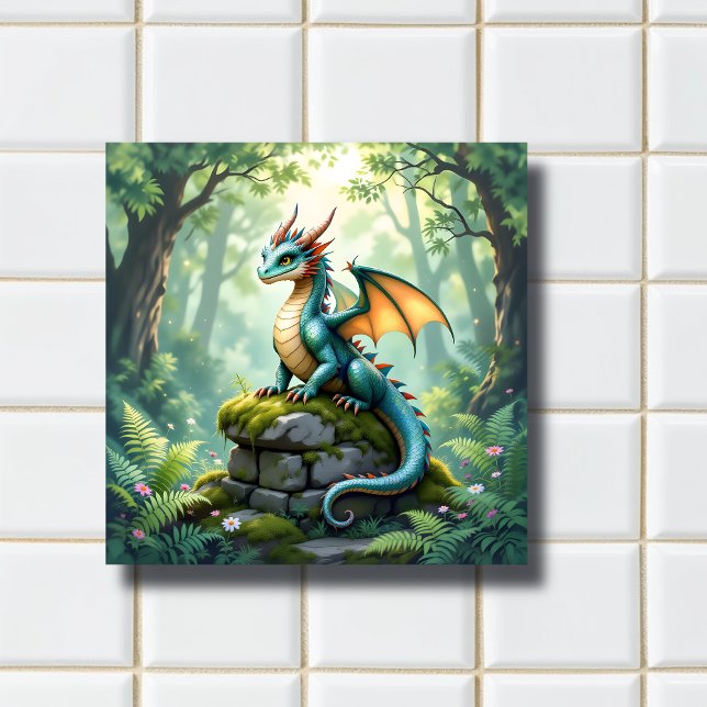 Azulejo Dragón caprichoso en piedra antigua (Subido por el creador)
