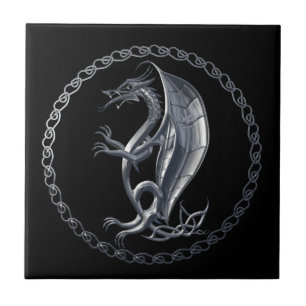 Azulejo Dragón Celta de Plata