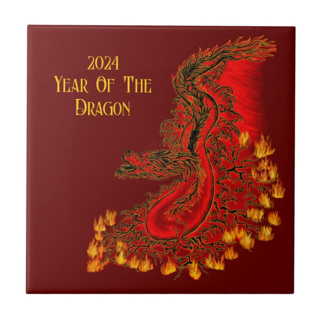 Azulejo Dragón De China, 2024 Año Del Dragón (Frente)