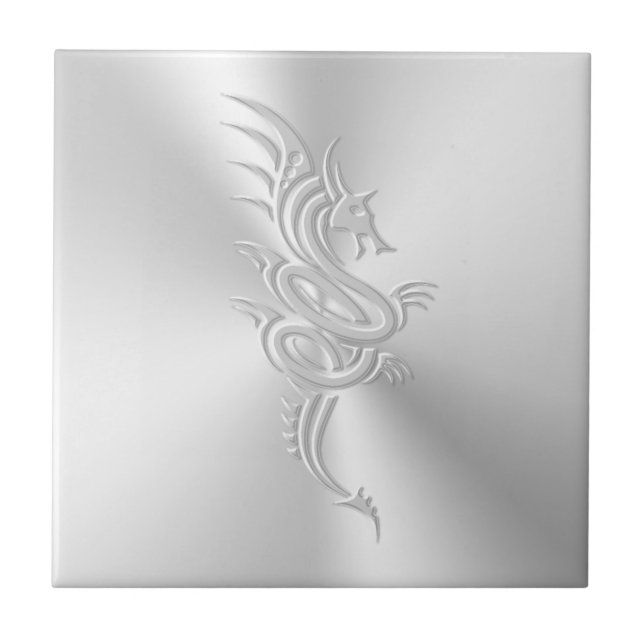 Azulejo Dragón de estilo oriental, efecto Grabado en relie (Frente)