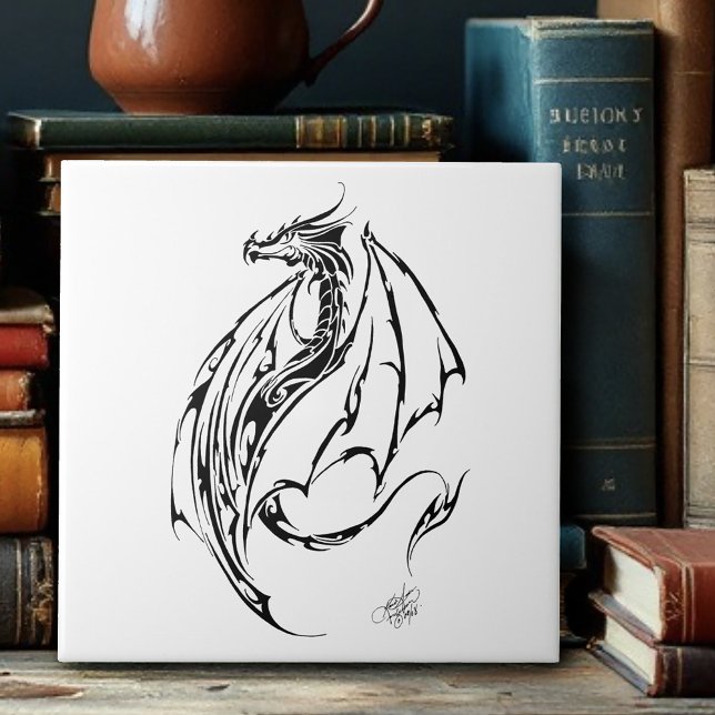 Azulejo Dragón de Tinta Negra Tribal (Subido por el creador)