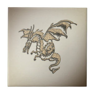 Azulejo Dragón dorado