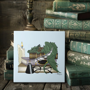 Azulejo Dragón Durmiente Caprichoso Verde Acogedor Amante 