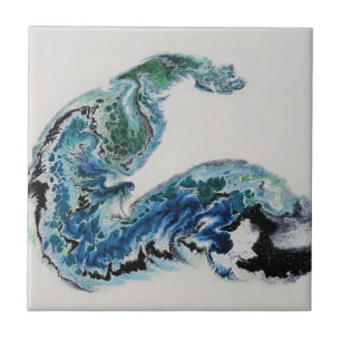 Azulejo “Dragón en las olas: energía oceánica abstracta