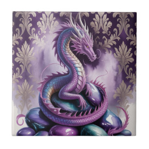 Azulejo Dragón Gótico Místico Púrpura