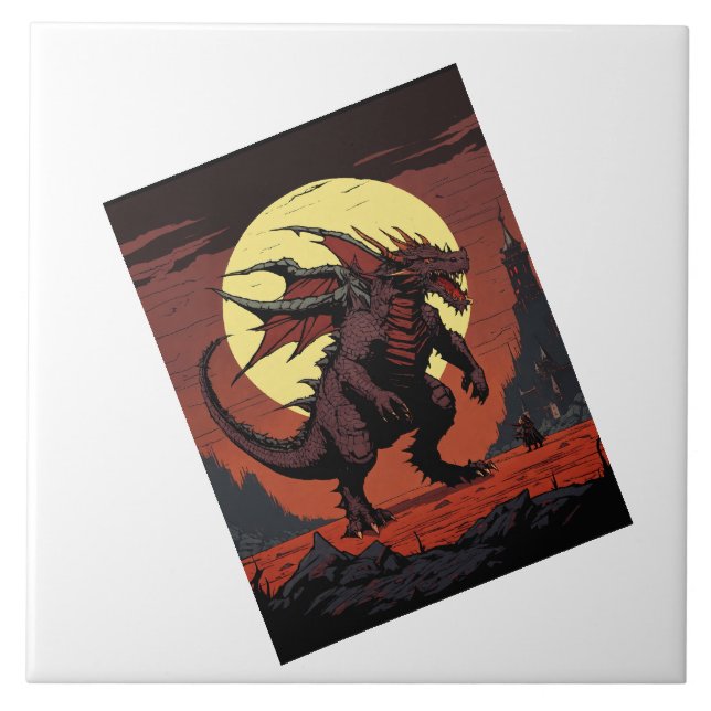 Azulejo Dragón luna. (Frente)