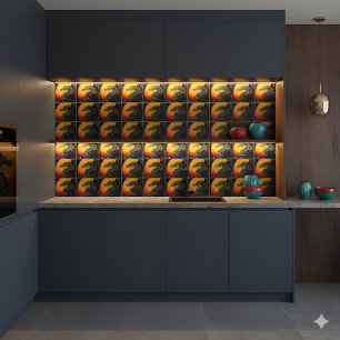 Azulejo Dragón Regal bajo la tela cerámica de la luna llen