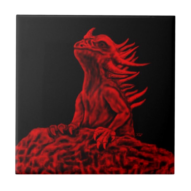 Azulejo Dragón rojo pequeño (Frente)