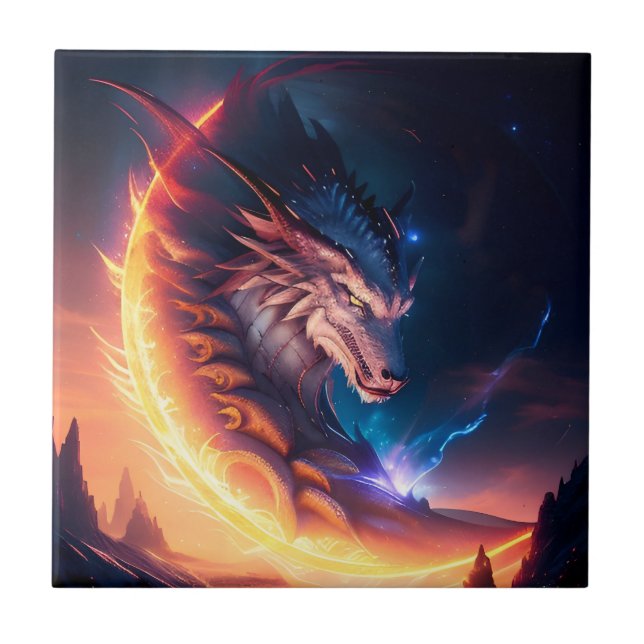 Azulejo Dragon Scape Fire Night (Frente)